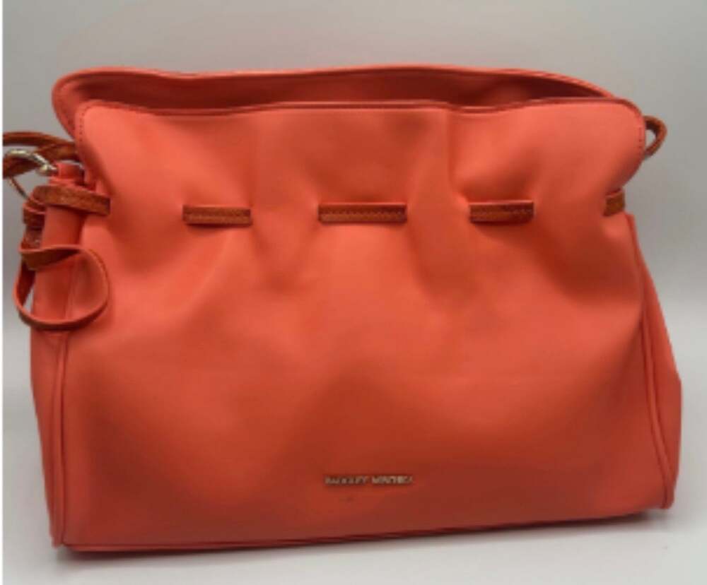 Badgley Mischka vibrant coral vegan leather shoulder bag